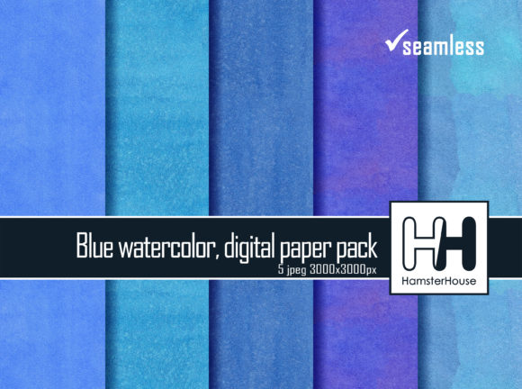 5 Blue Watercolor Seamless Papers: Premium Textures