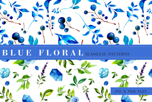 Blue Floral Watercolor Patterns for Modern Branding