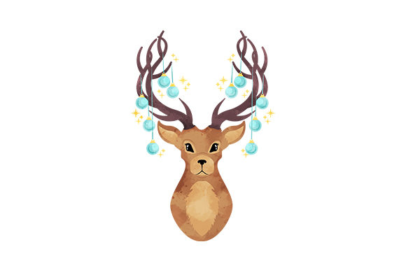 Christmas Deer Antlers Watercolor: Animals for Craft
