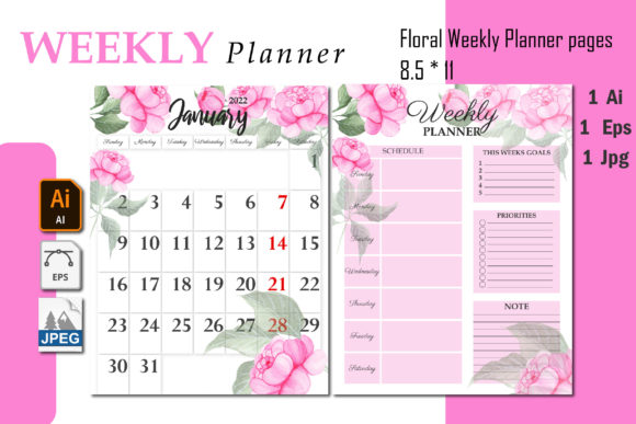 Review: Watercolor Floral Weekly Planner 2022 for Embroidery