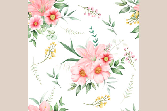 Romantic Floral Leaf Watercolor Pattern for Patterns
