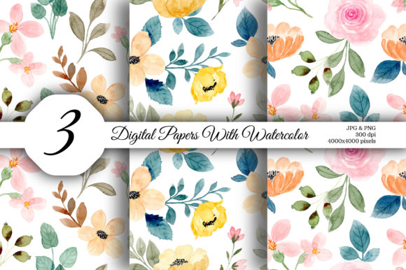 Seamless Pattern Floral Watercolor 177 for Patterns