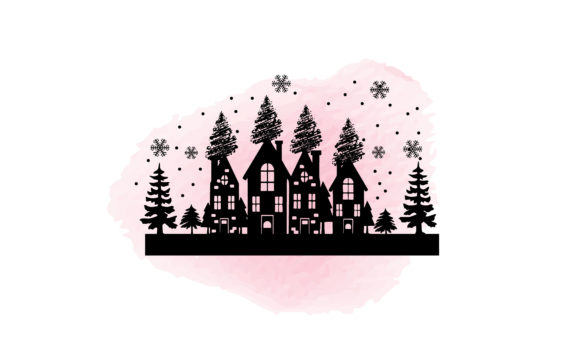 Watercolor Christmas House Design for Crafts
