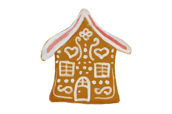 Watercolor Gingerbread House for Christmas Design