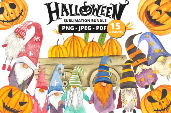 Watercolor Halloween Clipart Bundle for Print Templates