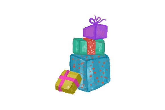 Watercolor Stack of Presents for Christmas Design