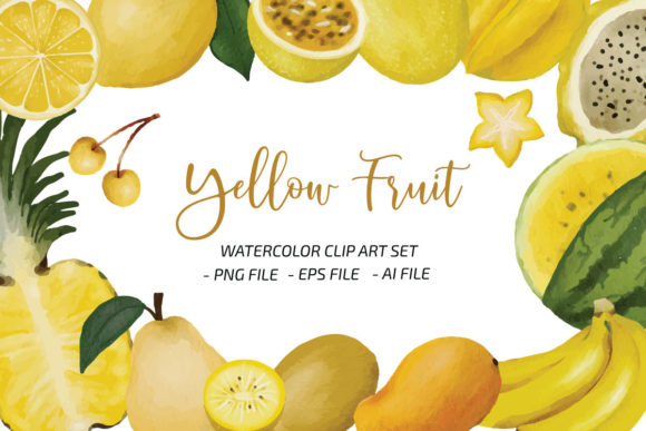 Yellow Fruit Watercolor Clip Art Set PNG Review